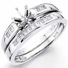 14Kt White Gold Diamond Wedding Ring Set, Semi-Mount Setting