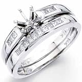14Kt White Gold Diamond Wedding Ring Set, Semi-Mount Setting