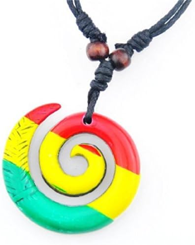 Adjustable Black Mariners Cord Bob Marley Necklace with Maori Pendant
