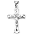 Sterling Silver Cubic Zirconia Rhodium Plated Cross Men's Charm.