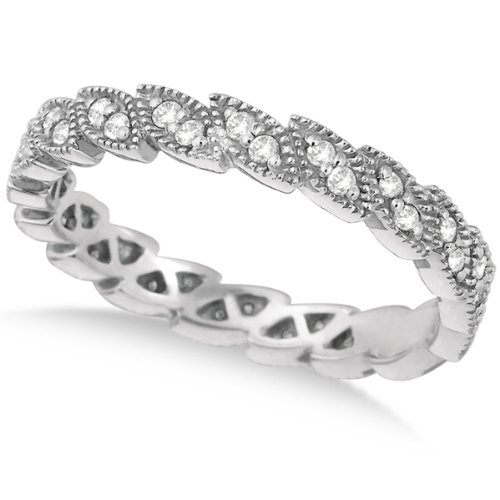 Greek Crown Marquise Shape Diamond Ring Band 14k White Gold (0.35ct)