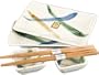 Japanese 4 Pc Sushi & Wasabi Plate Set with Chopsticks