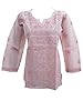Women's Indian Tunic Tops Floral Embroidered Cotton Peasant Kurta Pink Top M