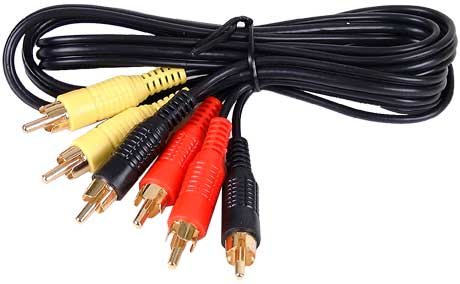 RCA Male Plug to Plug - 1m - PREMIUM QUALITY - Audio Video AV 3xRCA Phono Composite TV Cable Lead (1 Metre Gold Plated)