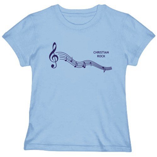 T-SHIRT WOMAN LIGHT BLUE CHRISTIAN ROCK NOTES