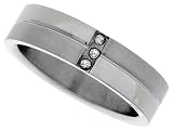 Surgical Steel 1/4' (7mm) Flat Band with 3 CZ Stones