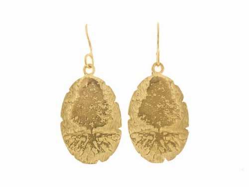 Yayoi Forest: Etched Tree Earrings in Gold by Yayoi Forest