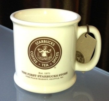 New Collector Mug From The Starbucks First Store in Seattle's Historic Pike Place Market - White Porcelain - Made in USA On Sale