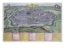 Map of Vienna, from "Civitates Orbis Terrarum" by Georg Braun and Frans Hogenberg circa 1572-1617 Maps Giclee Poster Print by Joris Hoefnagel, 16x12