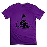 Gangsta Rap Rat Men's 100% Cotton T Shirts Purple Large