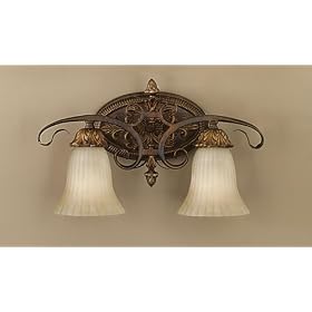Murray Feiss VS10902-ATS Two-Light Sonoma Valley Collection Vanity Strip, Aged Tortoise Shell with French Scarvo Glass Shades