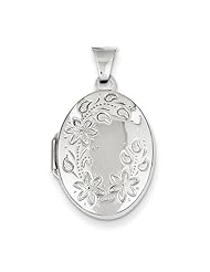 Sterling Silver Floral Oval Locket