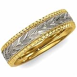 14Kt. Two Tone Gold. Rhodium Plated 6 mm Comfort Fit Men &acute; s Wedding Band - B000BCOOLS