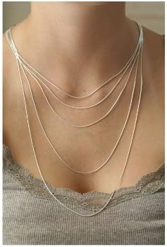 Viosi Sterling Silver 1MM Nickel Free Diamond Cut Finish Snake Chain 16" 18" 20" 22" 24" 30" Necklace