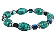 Bracelet - B193 - Faceted Glass and Murano Style Beads - Stretch ~ Teal and Jet
