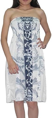 Womens City Life Flowing Gathered Bodice Summer Dress Small Dark Blue & White