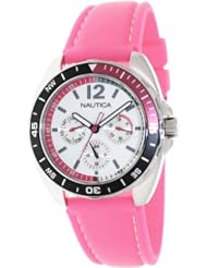 Nautica Womens Sport Ring N09913G Pink Silicone Quartz Watch with White Dial