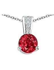 Tommaso Design (tm) Round 7mm Created Ruby and Genuine Diamond Pendant