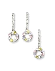 Sterling Silver Yellow & Pink Cz Earring & Pendant Set