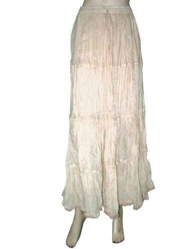 Bohemian Shabby Chic Womens Skirts Pale Pink 4 Tiered Cotton Long Skirts 38 Inch