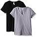 Clementine Apparel 2 Pack Short Sleeve T Shirts Tag Free V Neck Soft Comfort Cotton Blend Plain Undershirt Tees (1540)