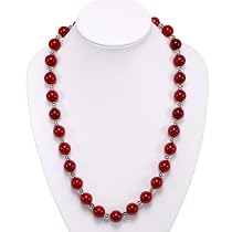 Handmade Indian Ruby Necklace With Silver Floral Beads
