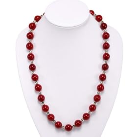 Handmade Indian Ruby Necklace With Silver Floral Beads by AsiaEXP
