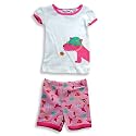 B.T. Kids - Infant Girls Short Sleeve Shortie Pajamas, White, Pink