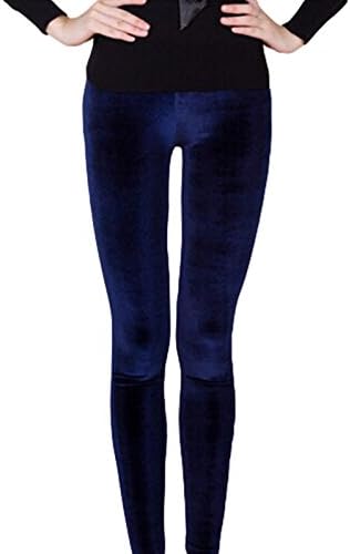 Women's Fashion High-grade Gold Velvet Fabric Leggings (M, dark blue)