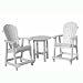 VIFAH V1091SET7-W Outdoor 3-Piece Cafe Dining Set with Bar Table and 2 Bar Chairs, White