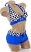 Sexy Checkered Blue Boyshorts Nascar Race Car Style Bikini Triangle Halter Top Racer Swimsuit