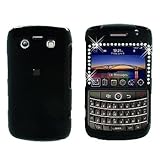 Premium - Blackberry 9700/Onyx Diamond Rubber Black Cover - Faceplate - Cas ....