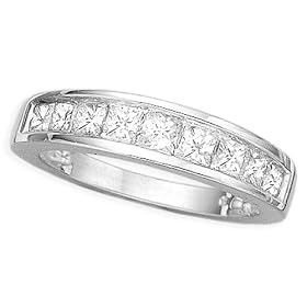 Sterling Silver 1 ct. Square Shaped Cubic Zirconia Wedding Band by Anniversary Bands