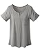 Doublju Womens Round Slit Detailed Short Sleeve Pocket T-shirt