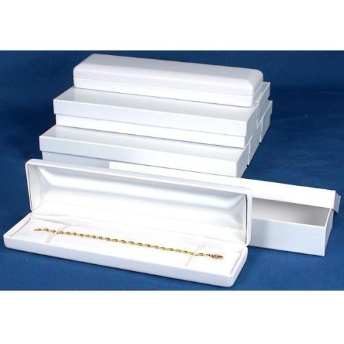 6 White Leather Bracelet Watch Gift Boxes Showcase Displays