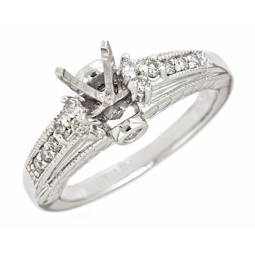 0.33ct 14k White Gold Diamond Semi Mount Engagement Setting Ring (SI Clarity, GH Color)