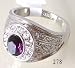 Bague chevalière plaqué or blanc 18 K Améthyste et CZ transparents homme T 62