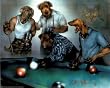 Dan McManis Dogs Playing Pool Art Print Poster - 13x19