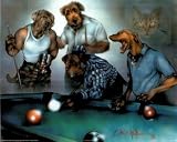 Dan McManis Dogs Playing Pool Art Print Poster - 13x19