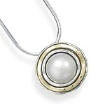 14k Gold and Sterling Silver Cultured Freshwater Pearl Necklace