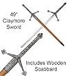 Iron Scottish Claymore Sword with Wood Scabbard