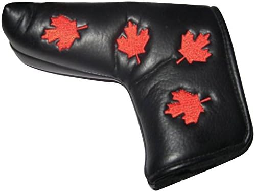 Golf Blade Putter Headcover Embroidered with Maple Leaves, Black/white Color Optional (black)