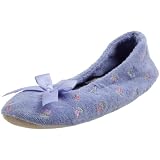 418A2yPlPoL. SL160  Isotoner Womens Embroidered Terry Ballerina Slipper, Perriwinkle, Large Reviews