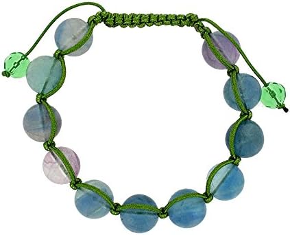 Green Fluorite Shamballa Beaded Bracelet Genuine Stone Semi Prescious Jewelry