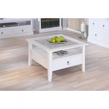 Table basse Squad Matière Bois massif Couleur Blanc/Transparent