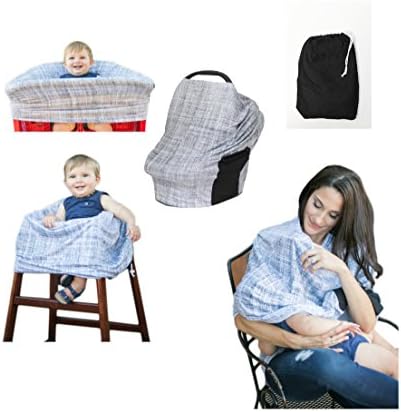 Citi Babies Multi Use Baby Car Seat Cover - Shopping Cart Cover, High Chair Cover, Nursing Cover, Nursing Scarf, Stretchy Baby Car Seat Canopy - With Pocket - Best Baby Shower Gift - Citi Babies Cover