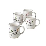 Pfaltzgraff Penguin Skate 12 Ounce Mugs, Set of 4