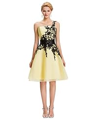 Lace-Up Floral Print One Shoulder Short Organza/Satin Prom Dress 