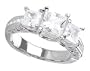 14K White Gold 1 1/3 ctw. Princess Cut 3-Stone Diamond Ring Size 9