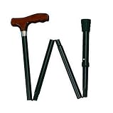 Carex Folding Adjustable Handle Cane with Walnut Pistol Handle